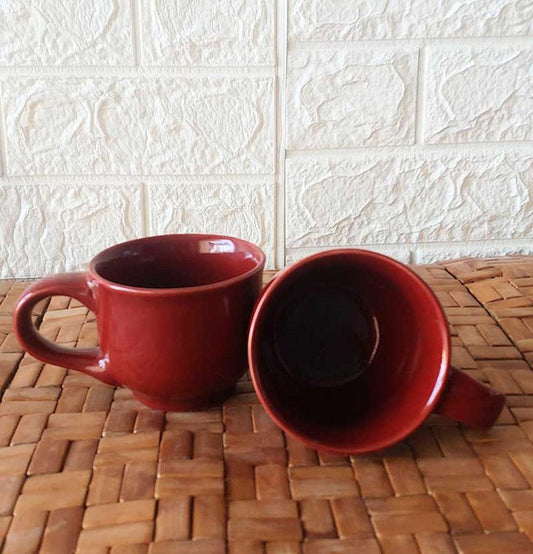 Red Round Ceremic Solid  Tea Mug 2