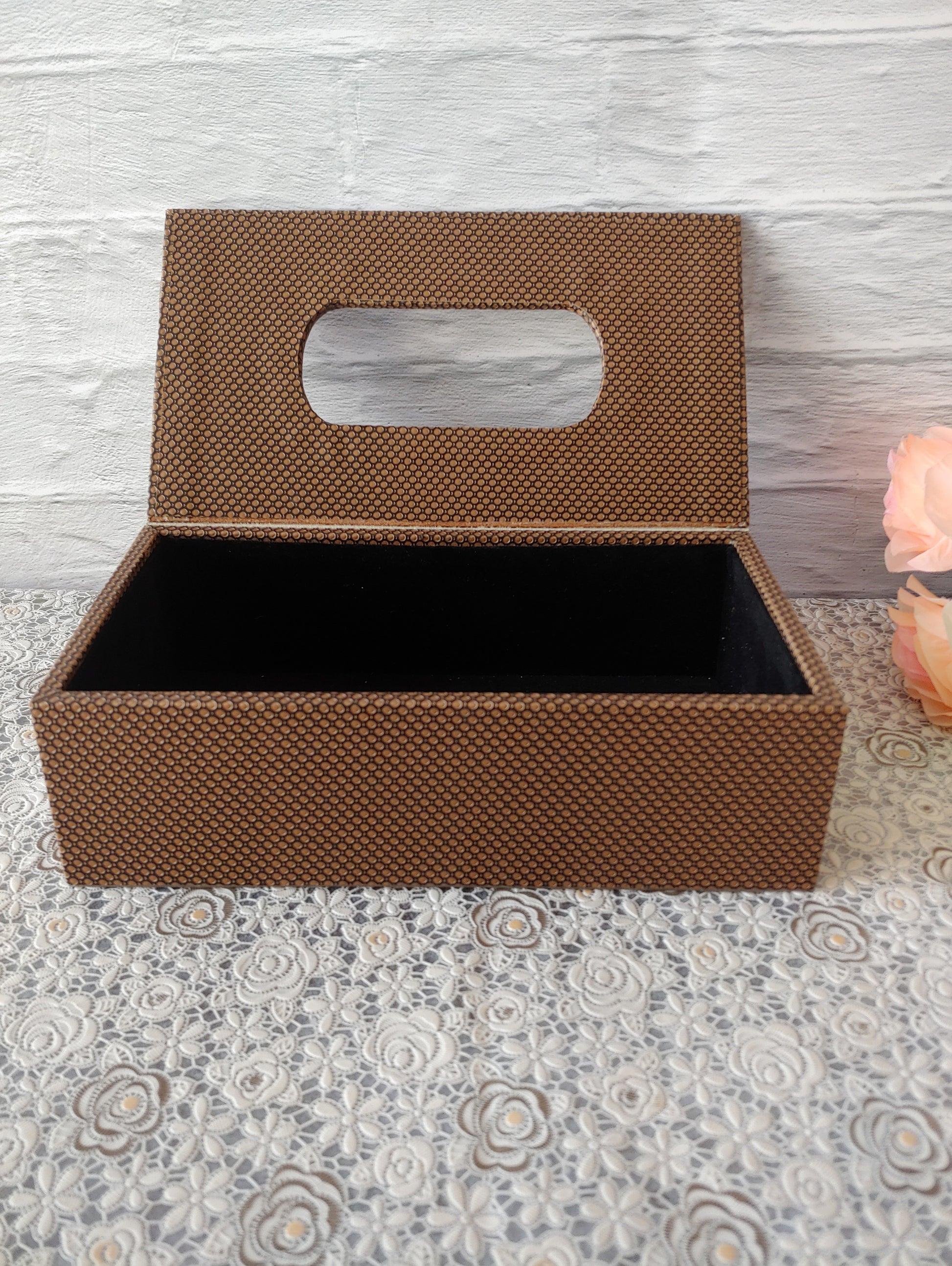 Brown HoneyComb Premium Leather tissue box
