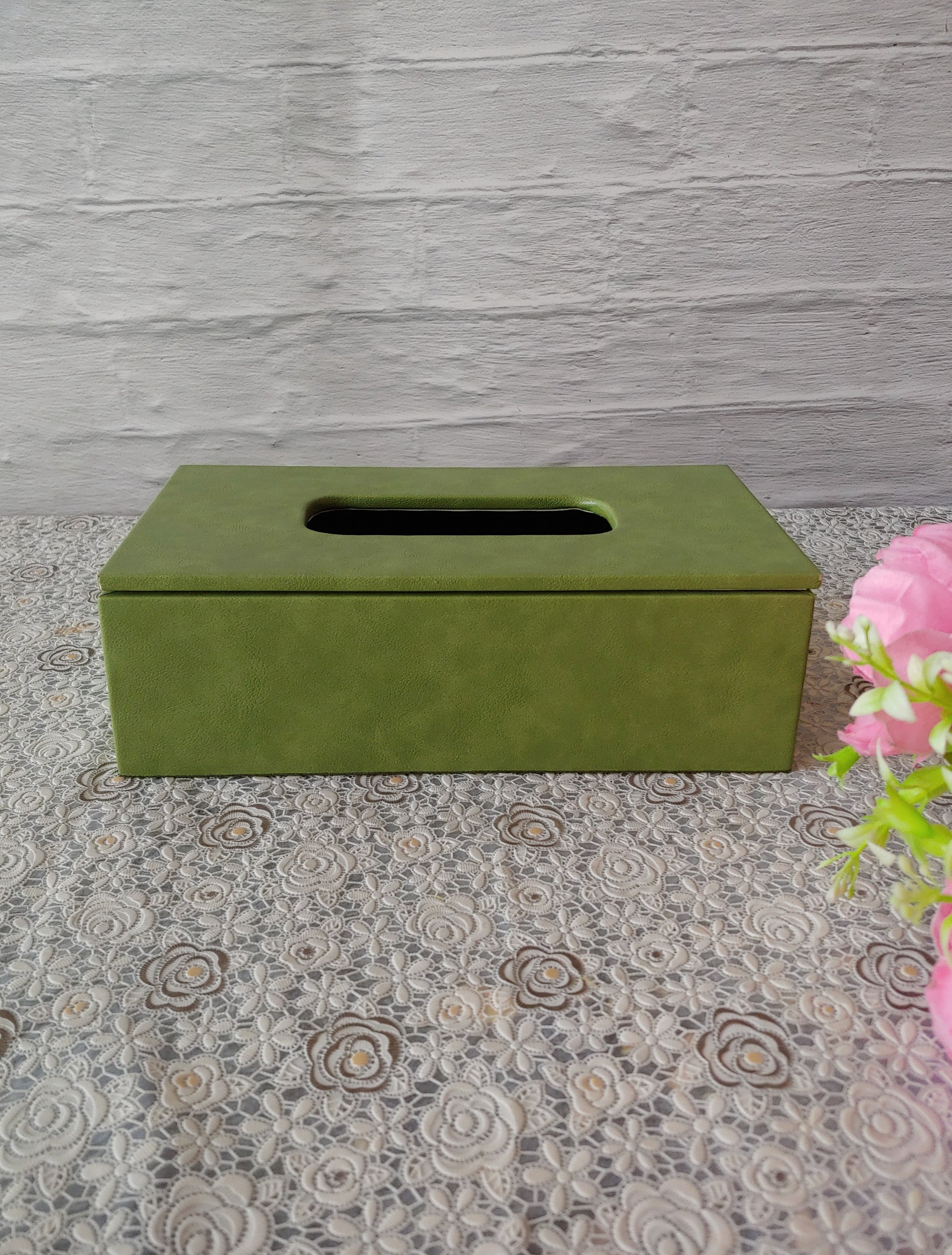 Pistachio Green Premium Leather tissue box