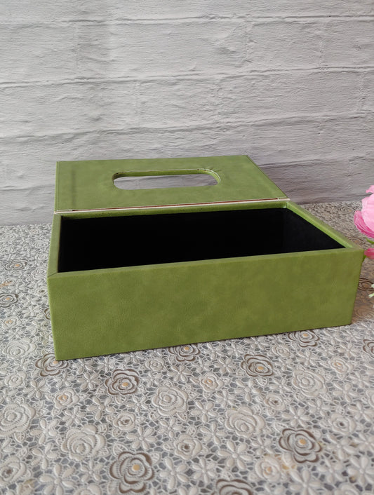 Pistachio Green Premium Leather tissue box