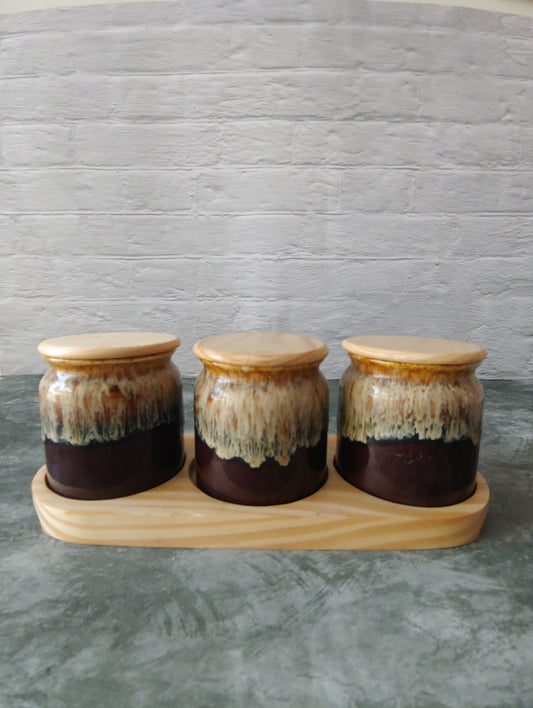 Heritage Harvest Pickle Jar Set with wooden lid and tray