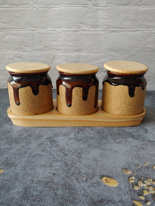 Pickly Perfection Pickle Jar Set airtight with wooden lid and tray