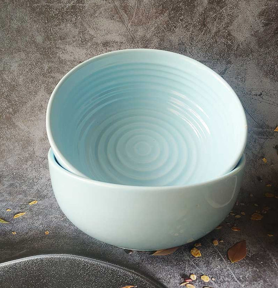 Ceremic Mint Round Solid Large Bowls - Grey Pottery