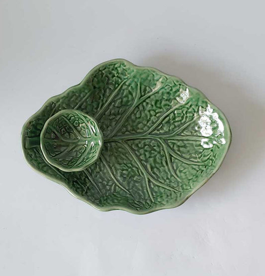 Ceremic Green Leaf Platters - Grey Pottery