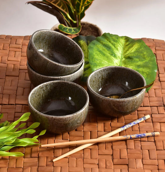 Basalt Bowl Set of 4 - Grey Pottery