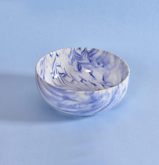 Blue Marble Bowl Big - Grey Pottery