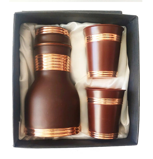 Brown Copper Bottle Gift Set - Grey Pottery