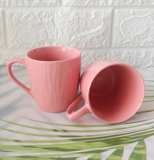 Pink Round Abstract Ceremic Tea Mugs - Grey Pottery