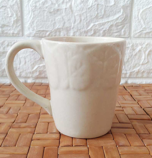 Ceremic cream Floral Conical Mugs - Grey Pottery