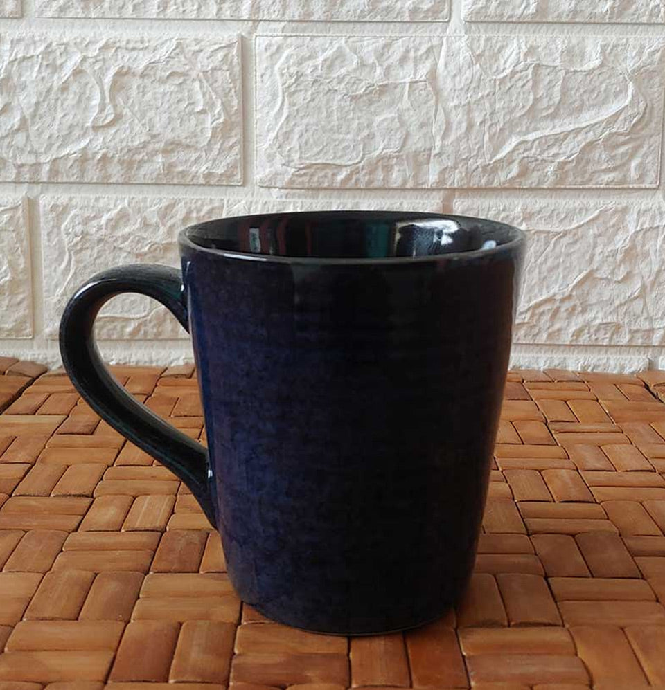 Ceremic Blue Abstract Conical Mugs - Grey Pottery