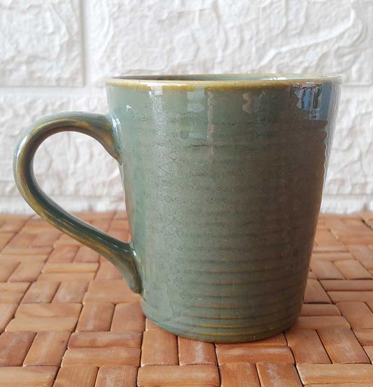 Ceremic Green Solid Conical Mugs - Grey Pottery
