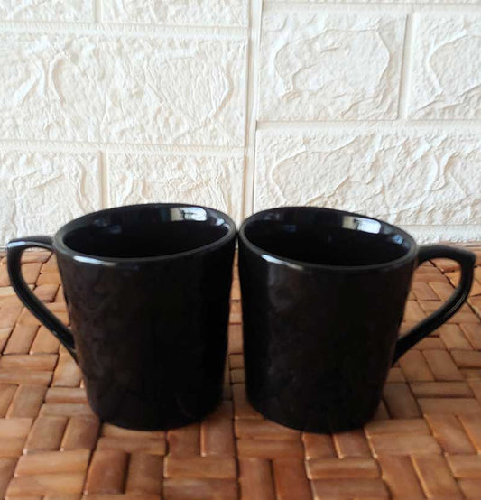 Black Round Ceremic Geometric Tea Mug 2 - Grey Pottery