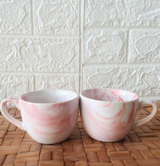 Pink Round Ceremic Printed Tea Mug 2 - Grey Pottery